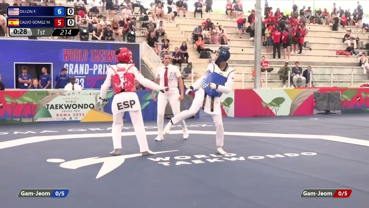 214 Round of 32 WOMEN W 57KG USA DILLON F ESP CALVO GOMEZ M background