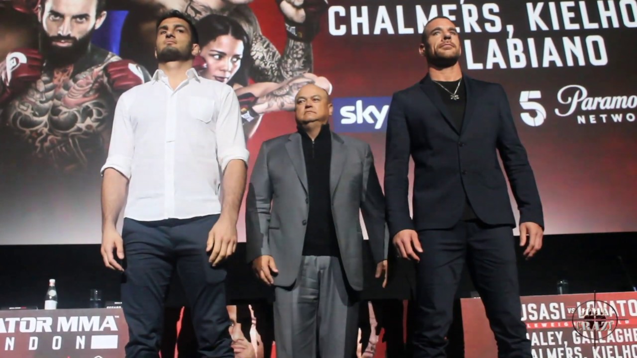 Bellator London: Gegard Mousasi vs. Rafael Lovato Jr. Press conference Face Off background