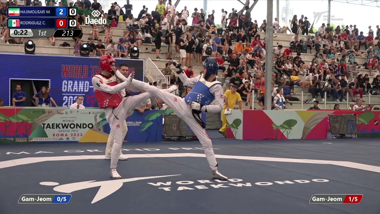 213 Round of 32 MEN M 58KG IRI HAJIMOUSAEI M MEX RODRIGUEZ C background