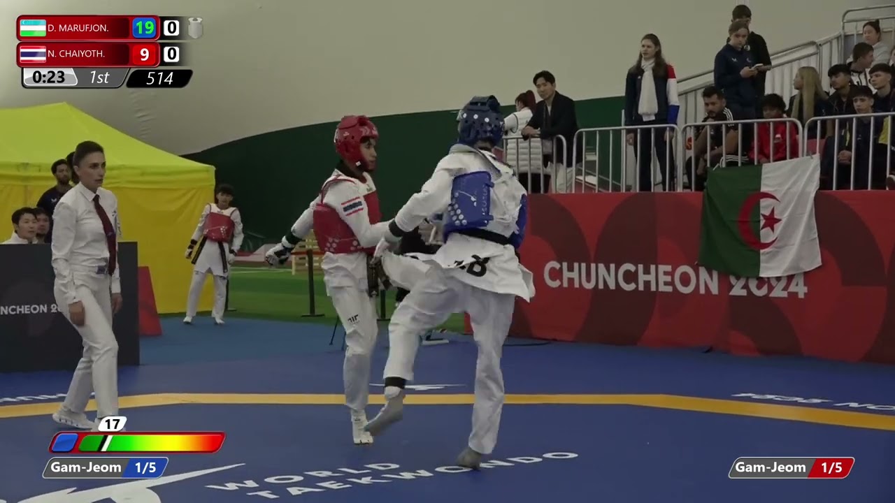 514 Round of 32 Men 45kg UZB D MARUFJON THA N CHAIYOTH background