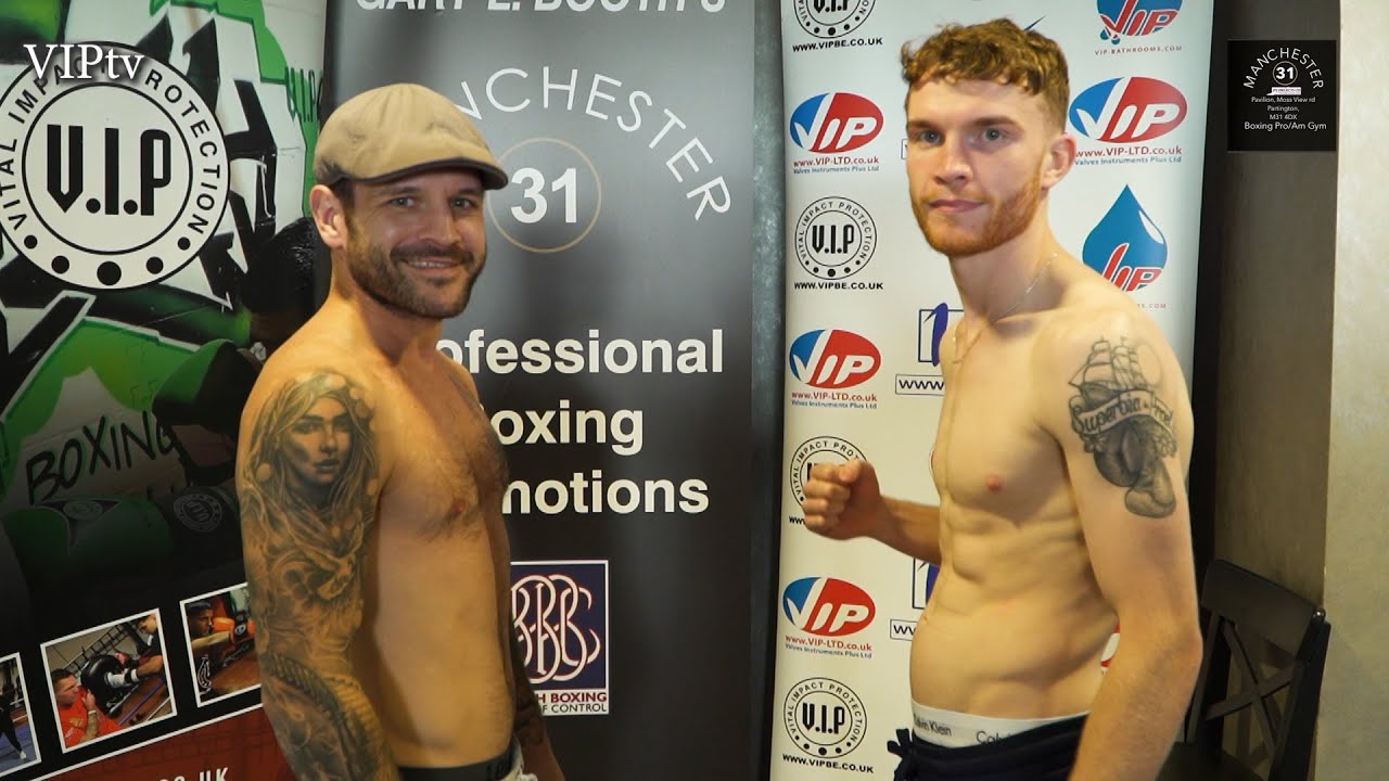 Sam Melville v Luke Fash weigh-in for VIP/M31 show in Irlam at AJ Bell stadium 9/10/21. background