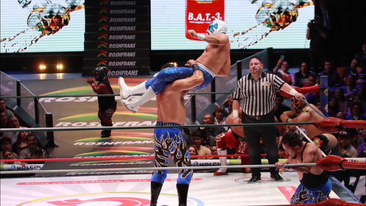 Místico, Máscara Dorada, Neón y Atlantis Jr 🆚 Averno, Último Guerrero, Euforia y Gran Guerrero