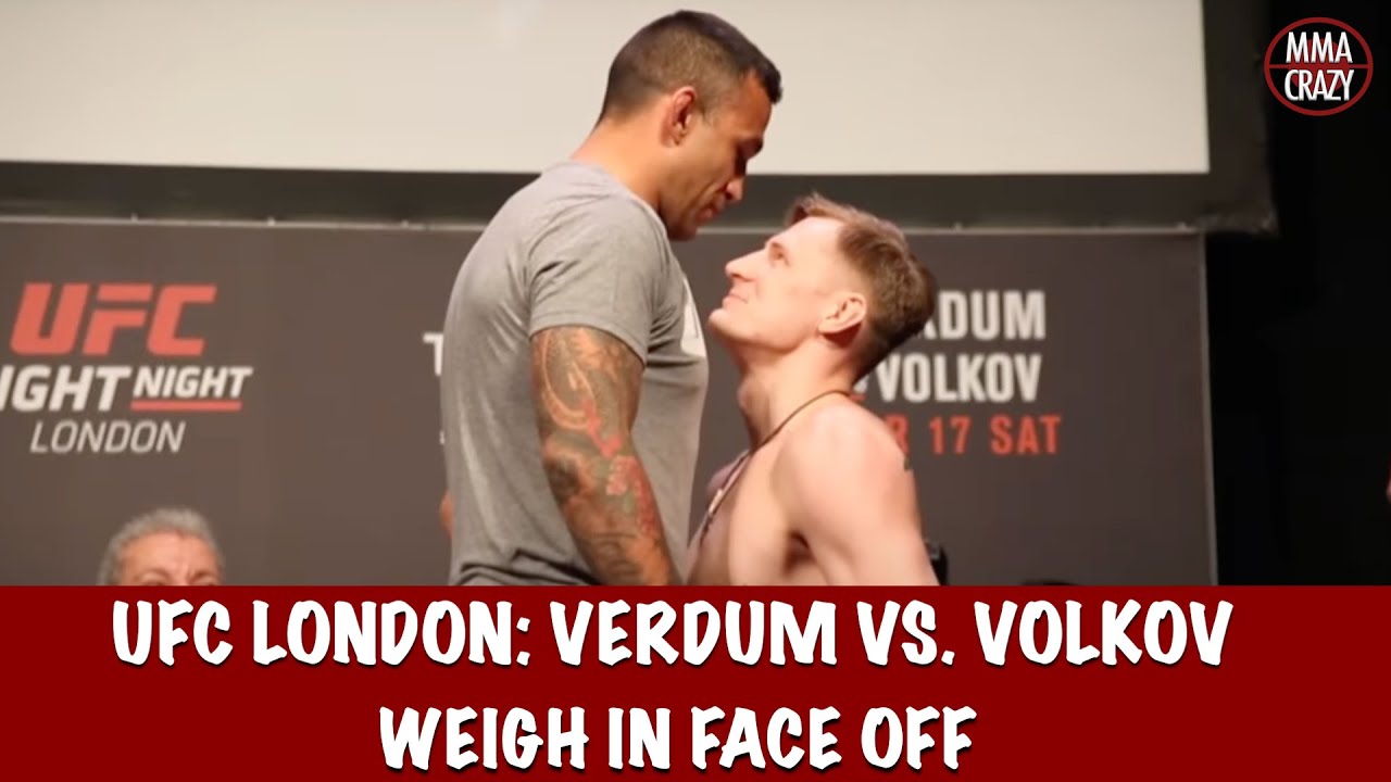 UFC Fight Night London Fabricio Werdum vs. Alexander Volkov weigh in face off - MMA Crazy background