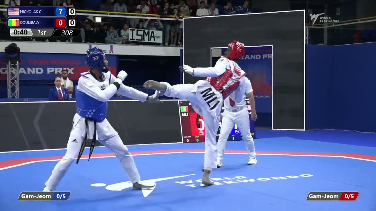 308 Round of 32 MEN M 80KG USA NICKOLAS C MLI COULIBALY I background