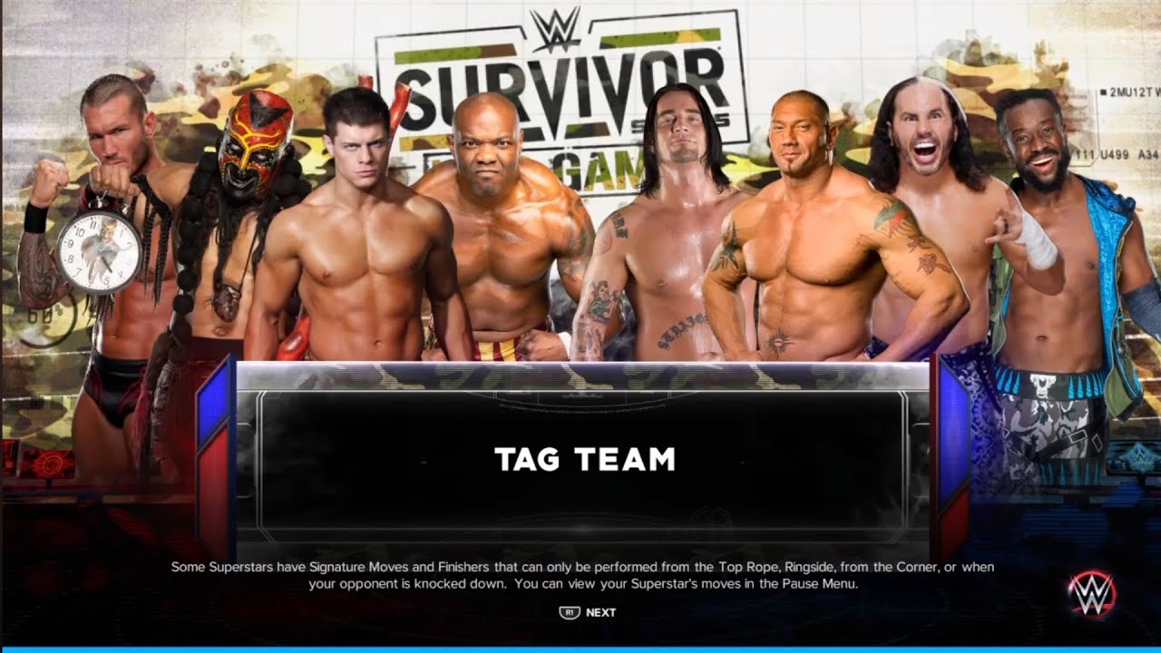 Survivor Series Survival Match Team Orton vs Team Batista. WWE 2K23 backdrop