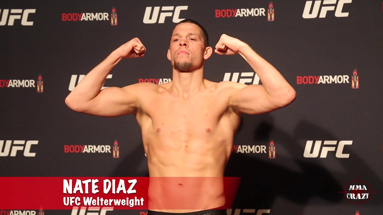Nate Diaz weighs in for UFC 244