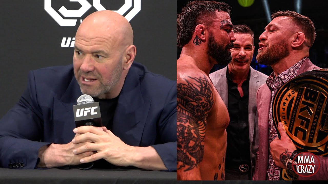 Dana White Reacts to Conor McGregor getting in BKFC ring background