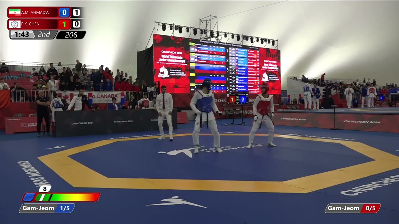 206 Round of 32 Men 78kg IRI A M AHMADV TPE P K CHEN backdrop