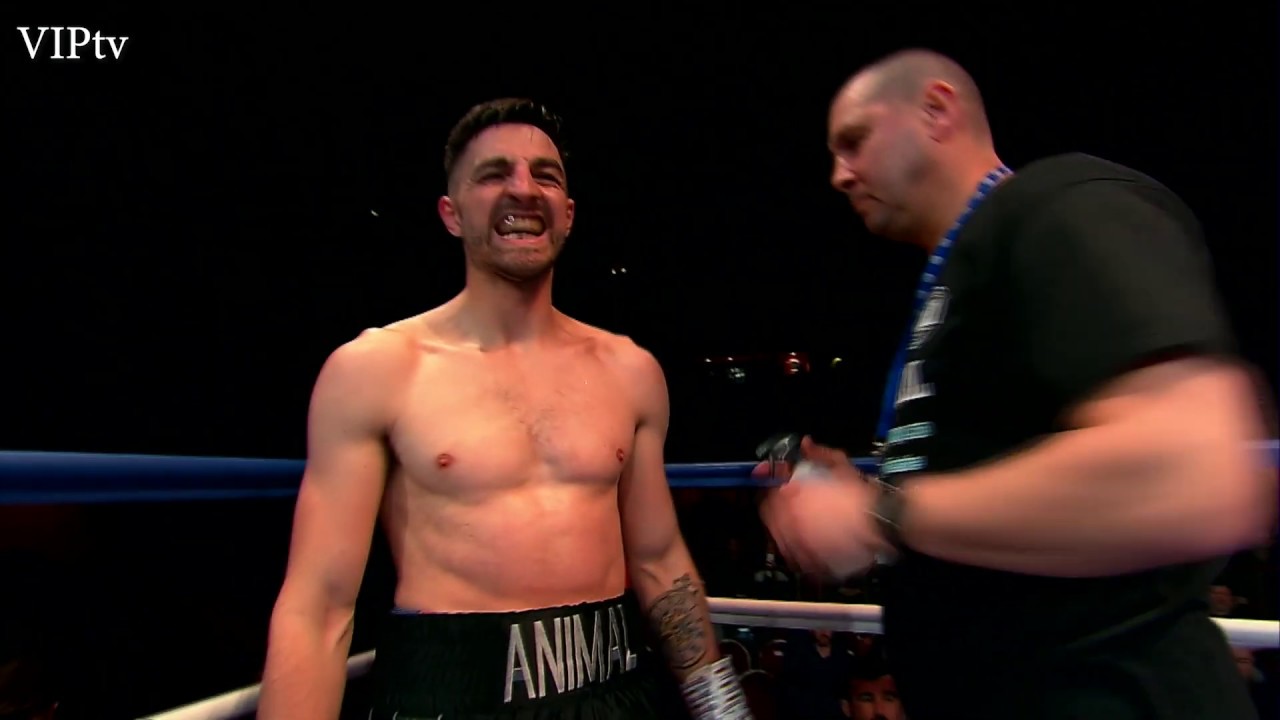 Adam Farrell v Darryl Sharp 2.3.2019 at The Olympia, Liverpool backdrop