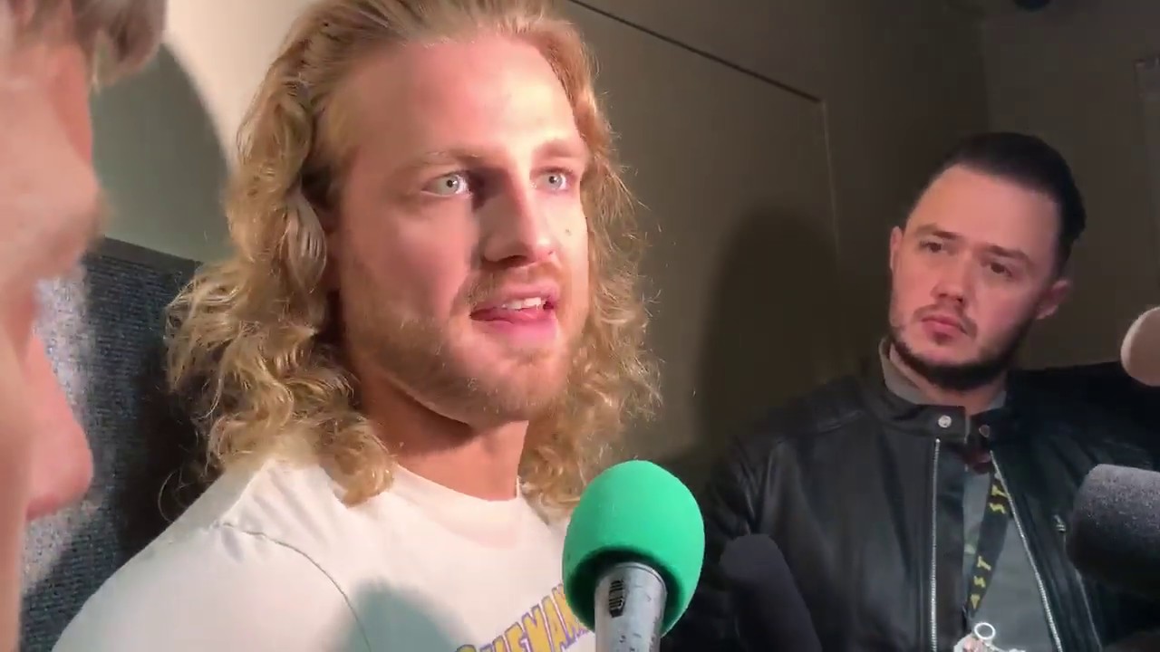 Hangman Page on AEW's TV debut: "It feels like I've gone back to work." | AEW Full Gear Media Q&A background