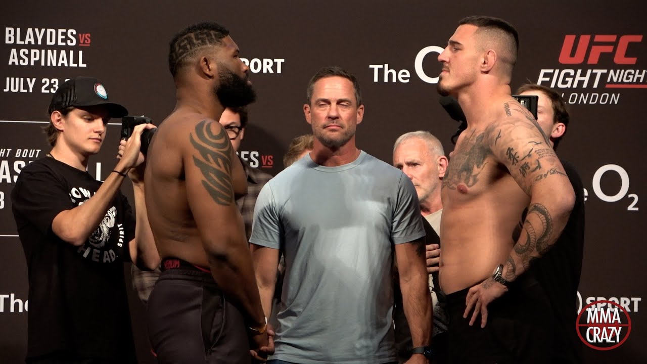 UFC Fight Night London Curtis Blaydes vs Tom Aspinall Weigh in Face Off