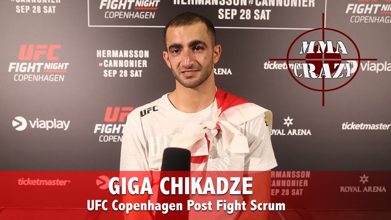 Giga Chikadze Reacts to split decision over Brandon Davis at UFC Fight Night Copenhagen background