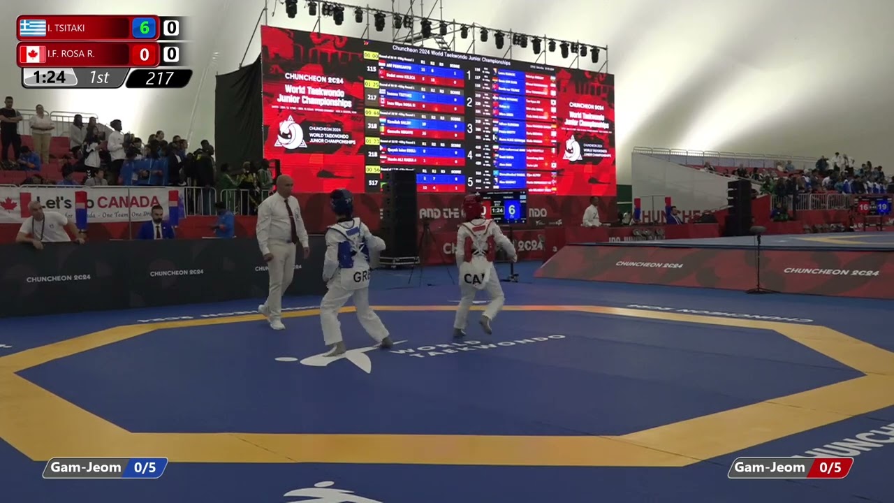 217 Round of 32 Women 42kg GRE I TSITAKI CAN I F ROSA R background