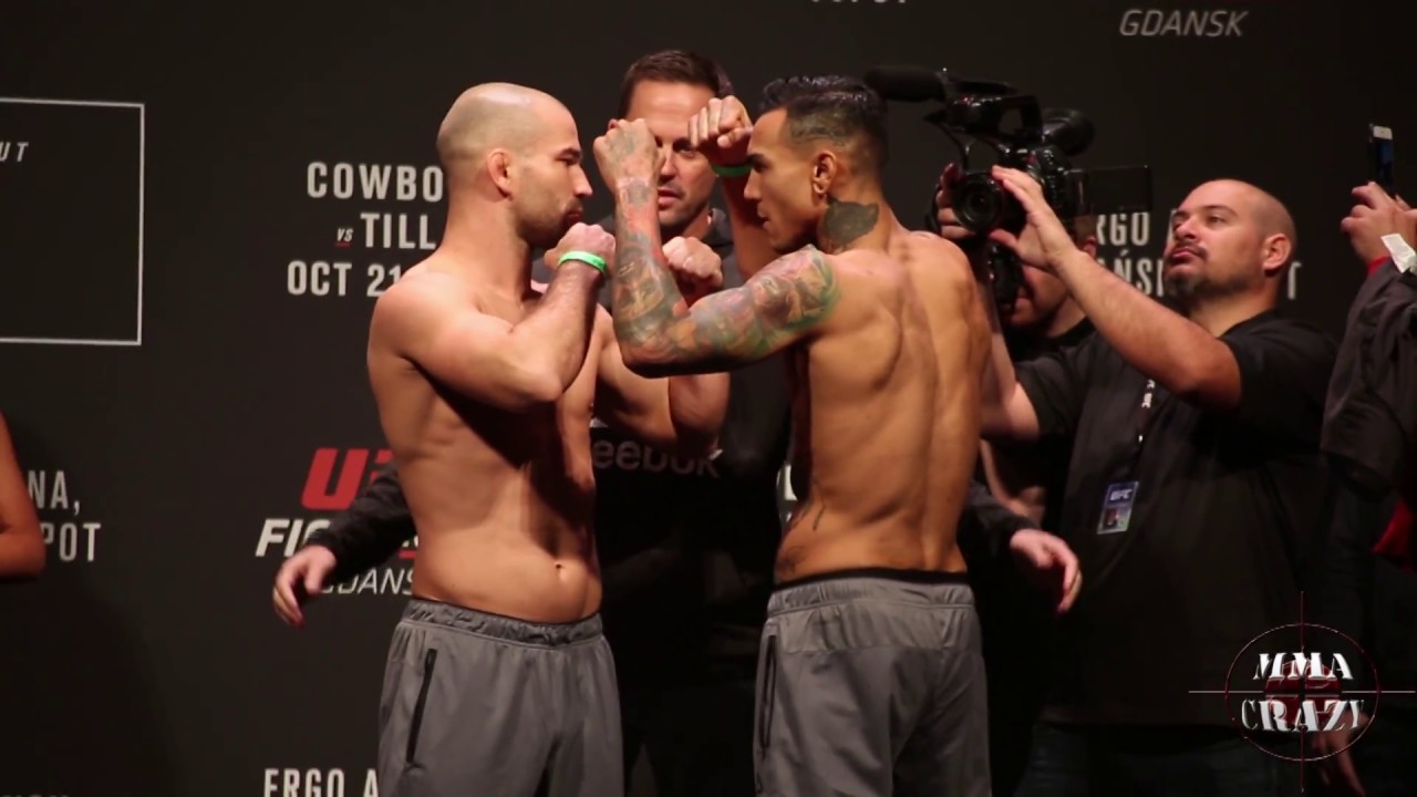 UFC Fight Night Gdansk Artem Lobov vs. Andre Fili weigh in face off