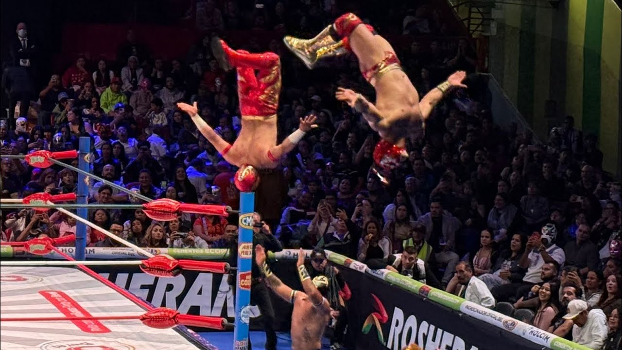 CMLL: Dragon Rojo Jr, Dragón Legendario y Dragon de Fuego 🆚 Magnus, Rugido y Vegas Depredador background