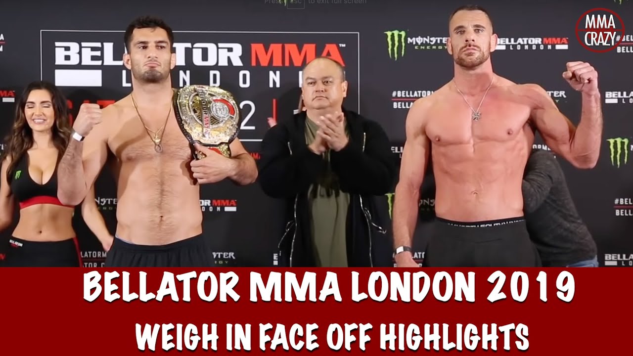 Bellator London Main Card weigh in face off highlights background