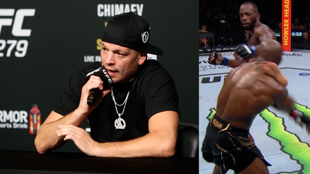 Nate Diaz Reaction to Leon Edwards KO over Kamaru Usman at UFC 278 background
