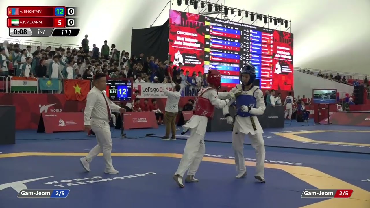 111 Round of 32 Men 55kg MGL ENKHTAIVAN Anand UAE ALKARMATI Abdulrahman khaled background