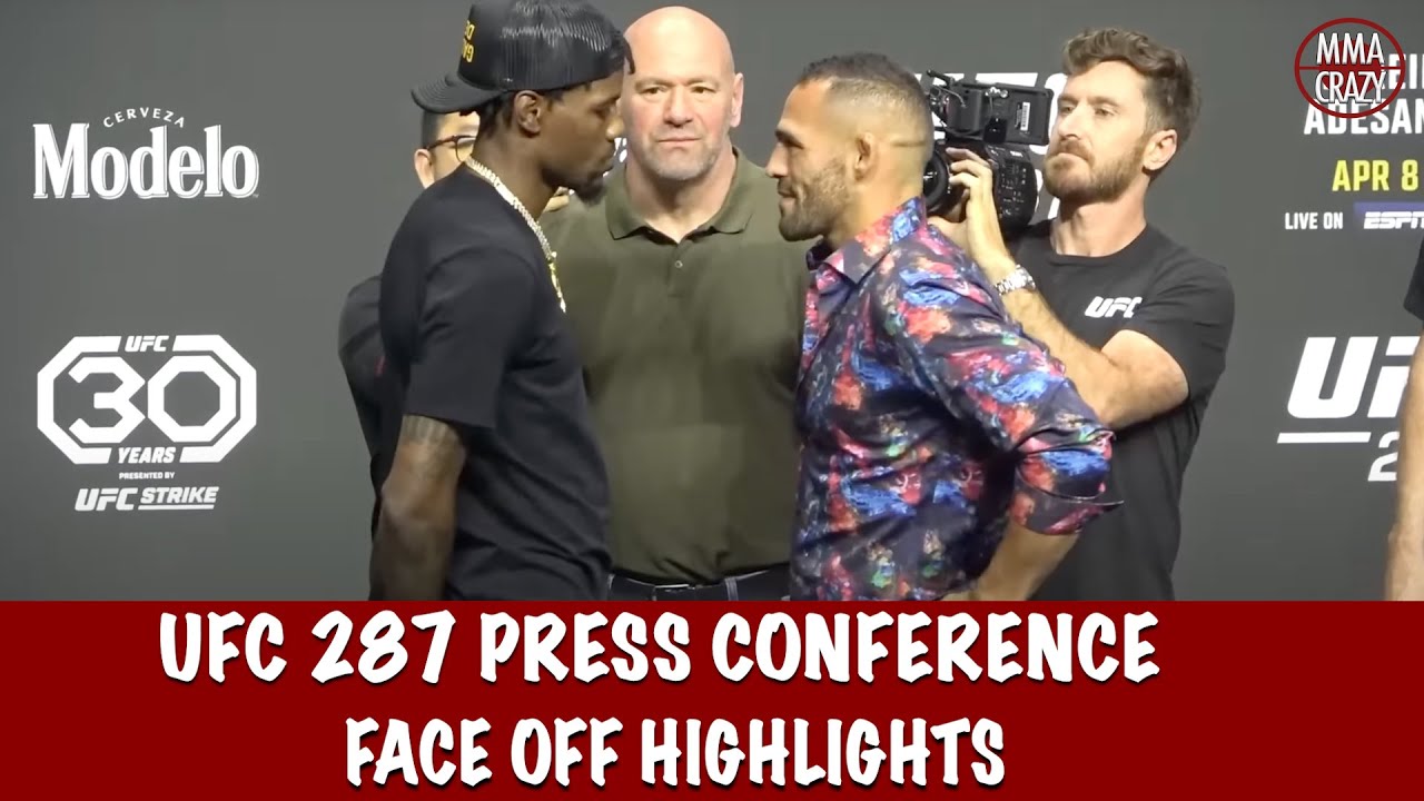 Full UFC 287: Pre Fight Press Conference Face Off Highlights background