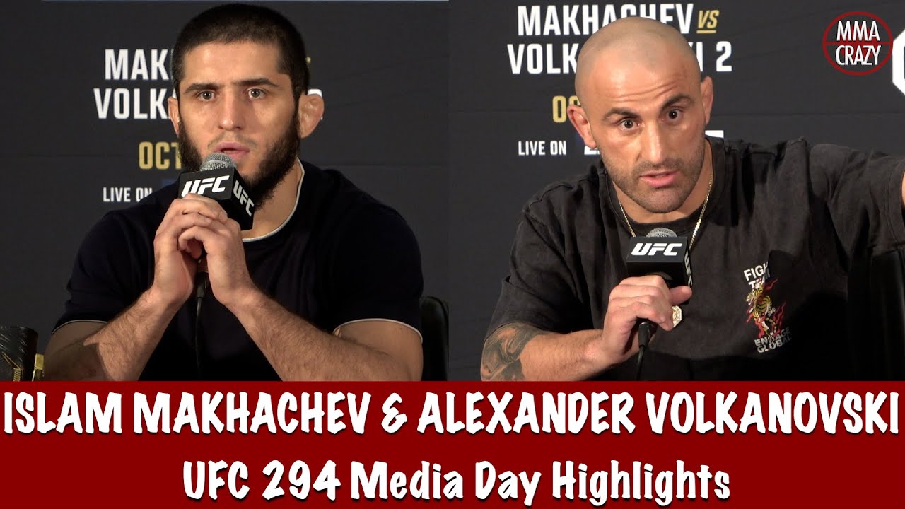 UFC 294: Islam Makhachev & Alexander Volkanovski 2 Media Day Highlights background