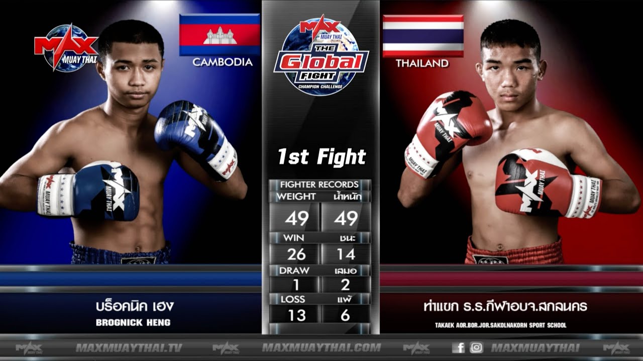 8 ก.ค. 63|คู่ที่ 1|บร็อคนิค เฮง(กัมพูชา) VS ท่าแขก ร.ร.กีฬาอบจ.สกลนคร|THE GLOBAL FIGHT