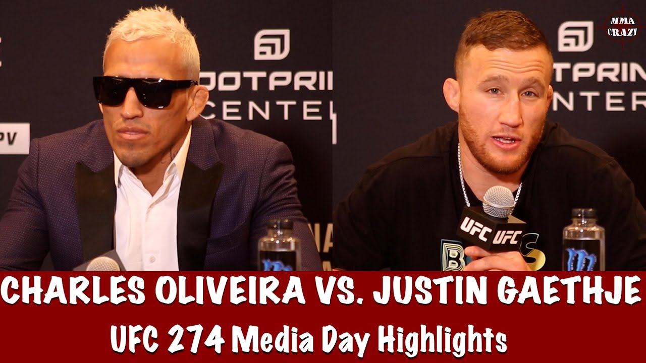UFC 274: Charles Oliveira & Justin Gaethje Media Day highlights background