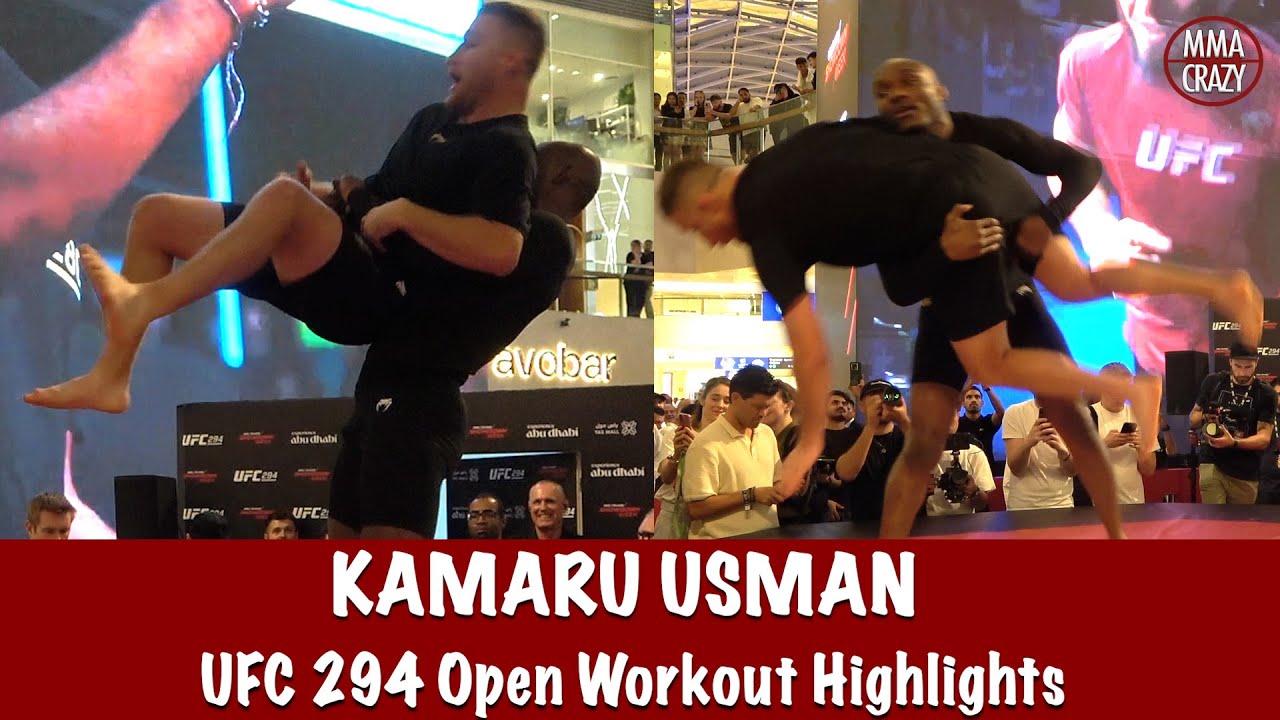 UFC 294: Kamaru Usman with Justin Gaethje Open Workout Highlights background