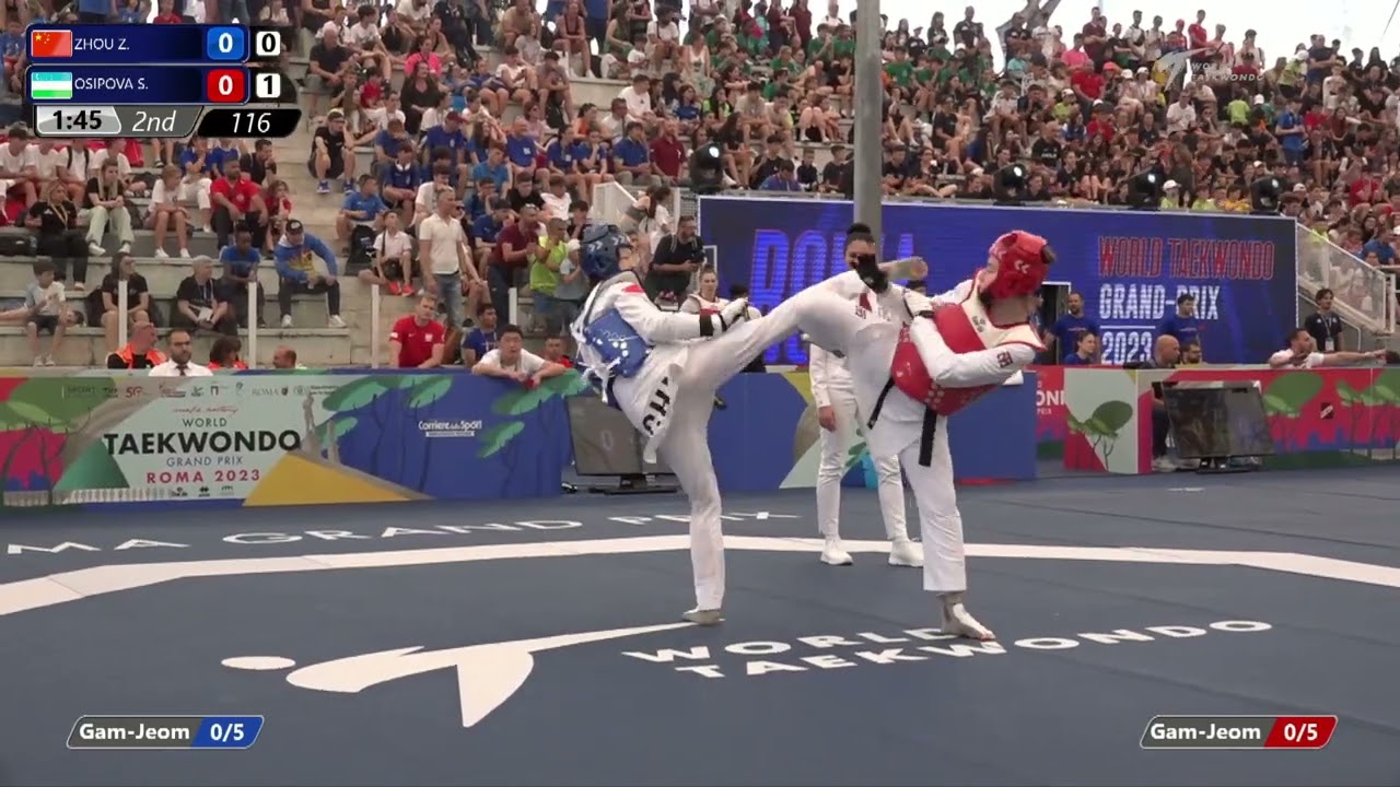 116 Round of 16 WOMEN W +67KG CHN ZHOU Z UZB OSIPOVA S background