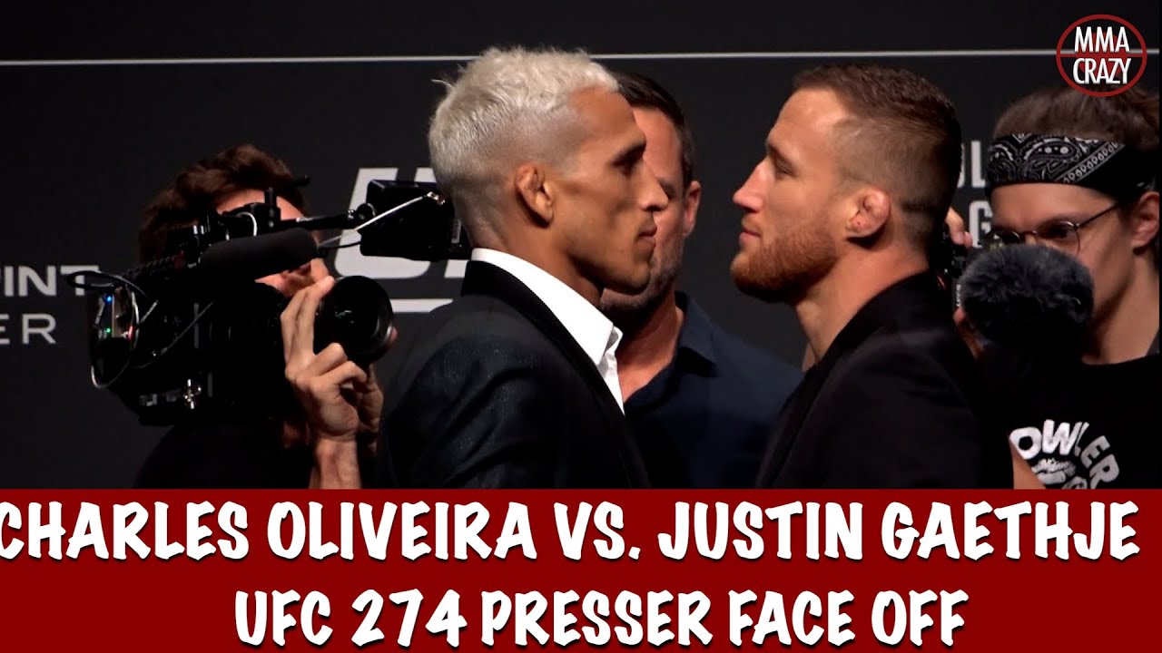 Intense Charles Oliveira vs Justin Gaethje Presser Face off for UFC 274