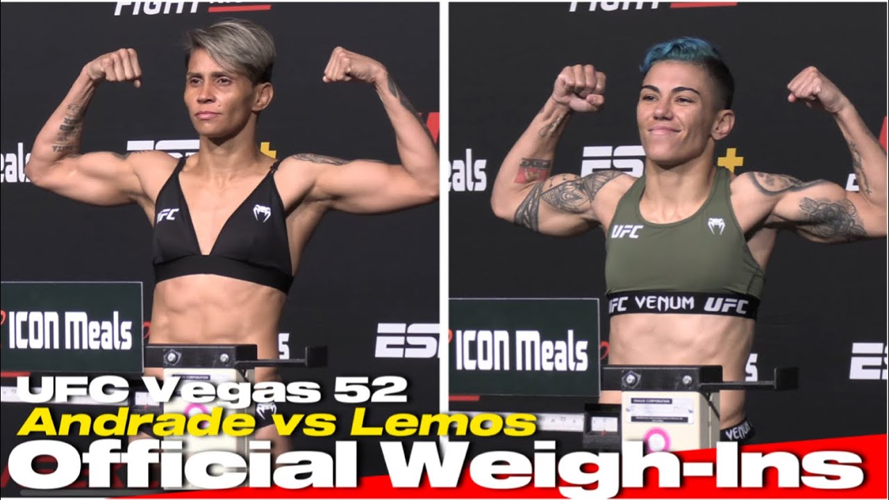 UFC Vegas 52 Official Weigh-Ins: Jéssica Andrade vs Amanda Lemos background