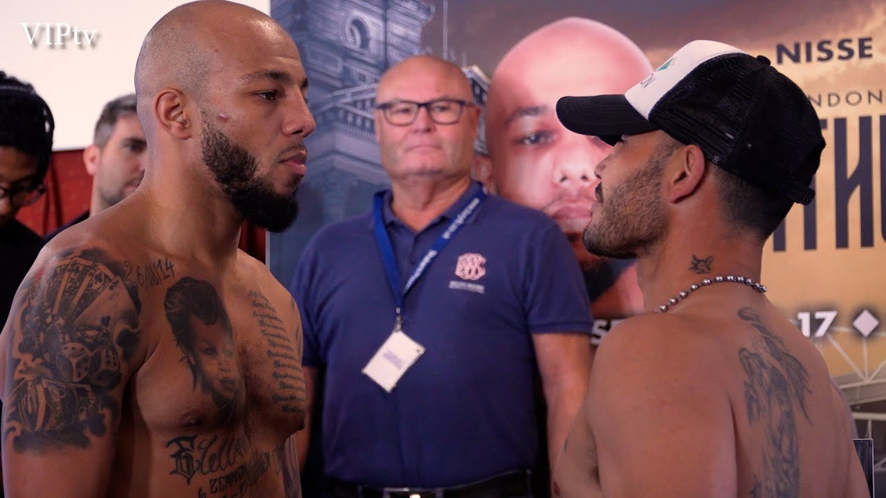 Lyndon Arthur v Walter Gabriel Sequeira weigh-in for Channel 5 show in Bolton 17.05.22