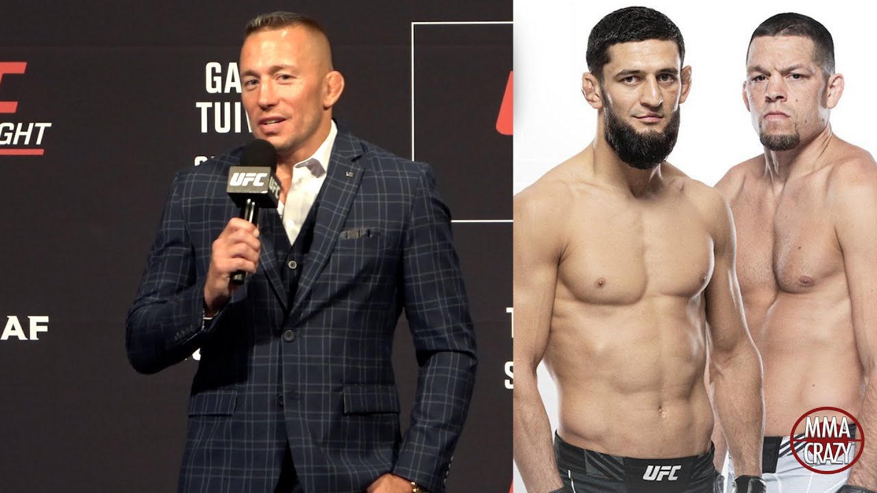 Georges St-Pierre Predicts Khamzat Chimaev vs. Nate Diaz for UFC 279 background