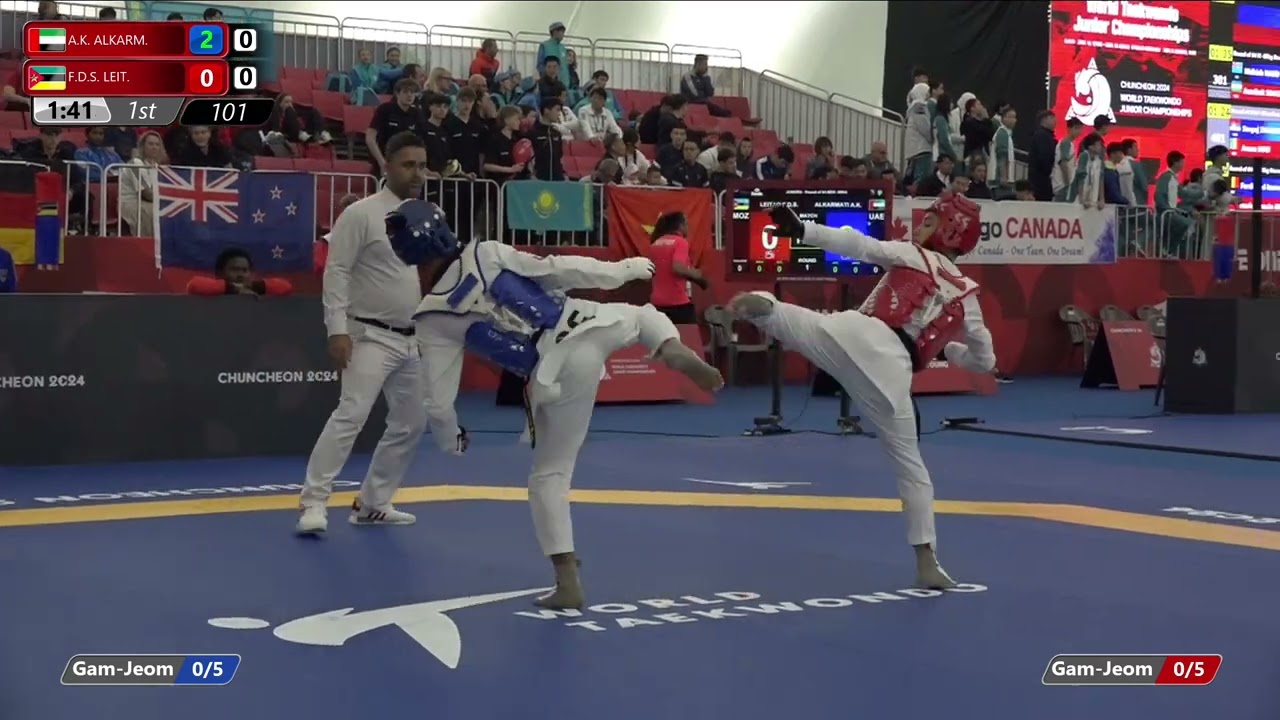 101 Round of 64 Men 55kg UAE A K ALKARM MOZ F D S LEIT background
