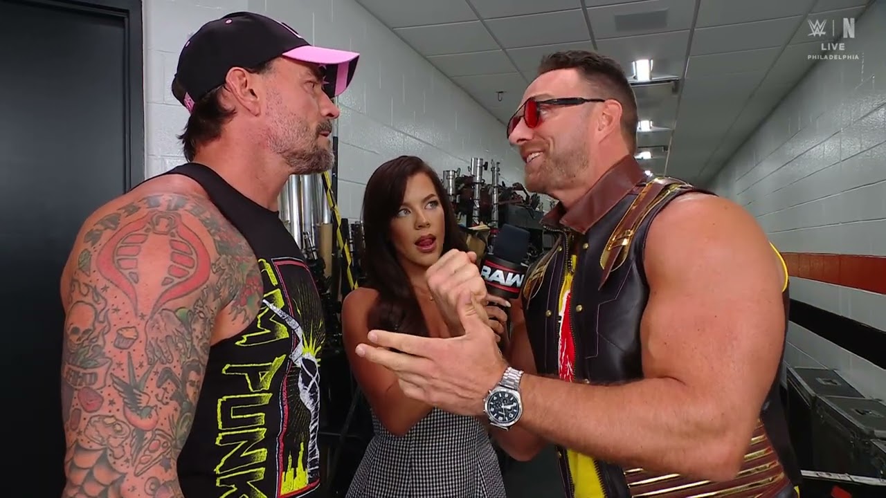 CM Punk interrupts LA Knight | Raw Aug 18, 2025 background