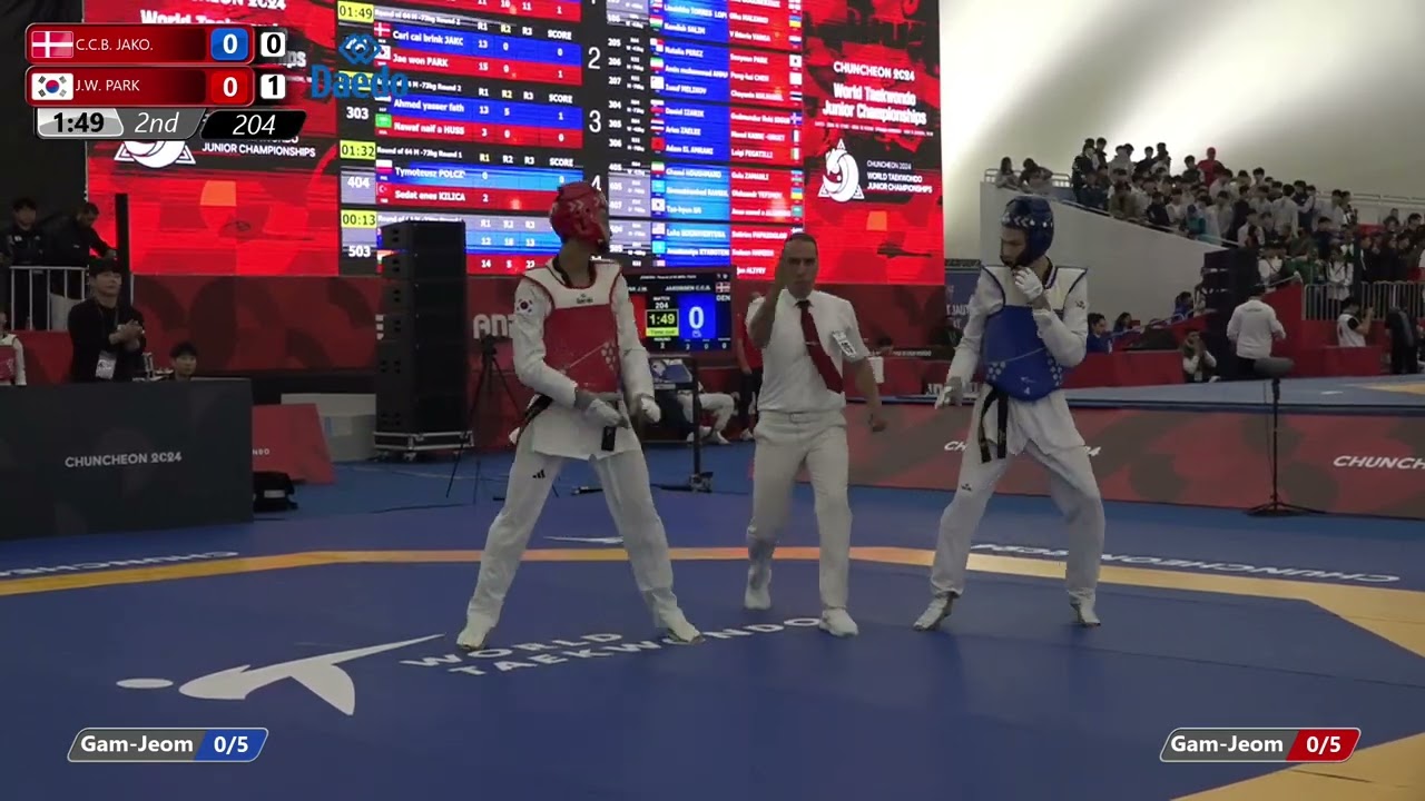 204 Round of 64 Men 73kg DEN C C B JAKO KOR J W PARK background