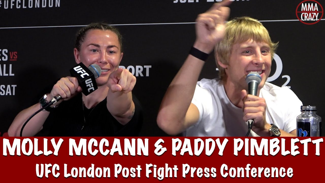 Full Paddy Pimblett & Molly McCann Post Fight Press Conference backdrop