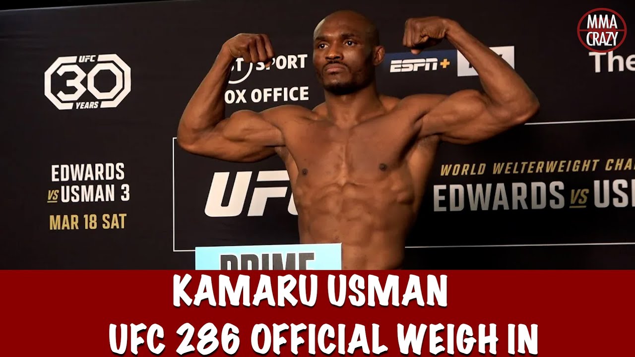 UFC 286: Official Weigh ins Kamaru Usman background