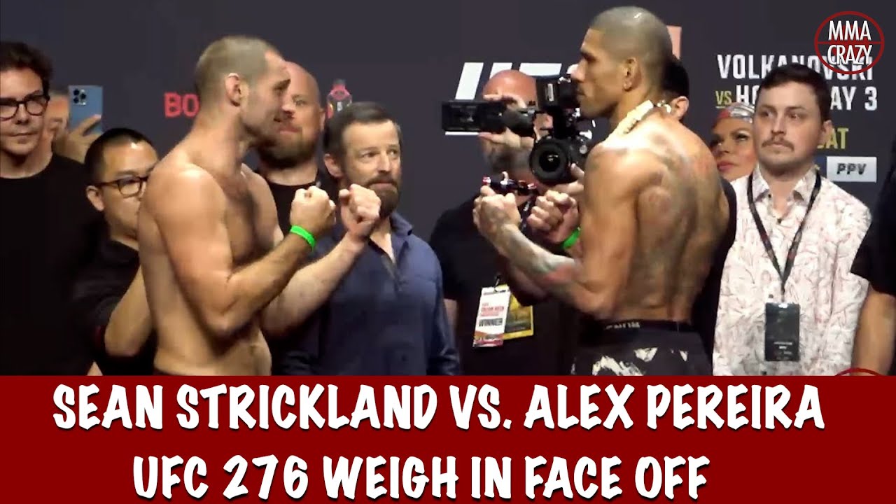 UFC 276: Sean Strickland vs. Alex Pereira Weigh in Face Off background