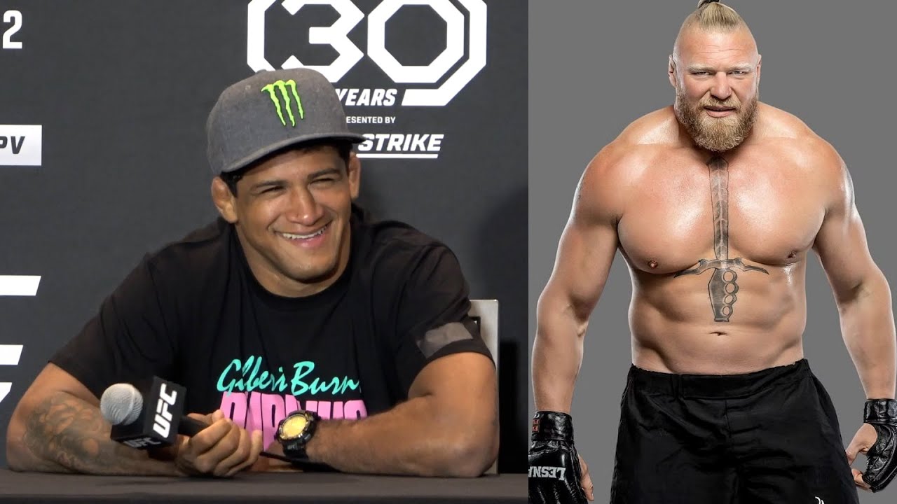 Gilbert Burns wants to slap Brock Lesnar in the face background
