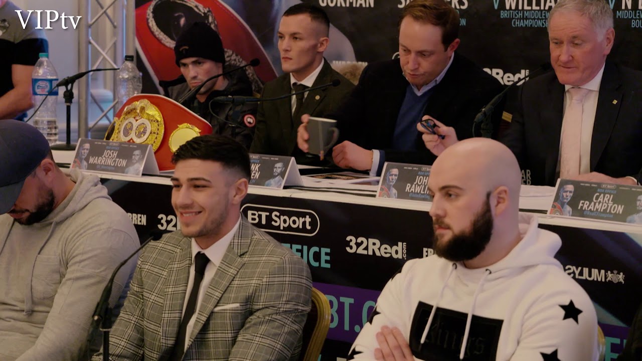 Tommy Fury final presser for his debut on Saturday at the Arena background