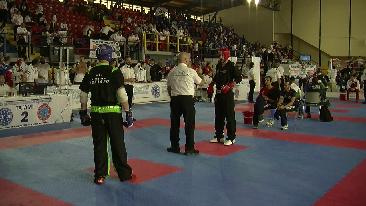 Tom Eirik Steinsland v Joe Dolan WAKO European Championships 2016 backdrop