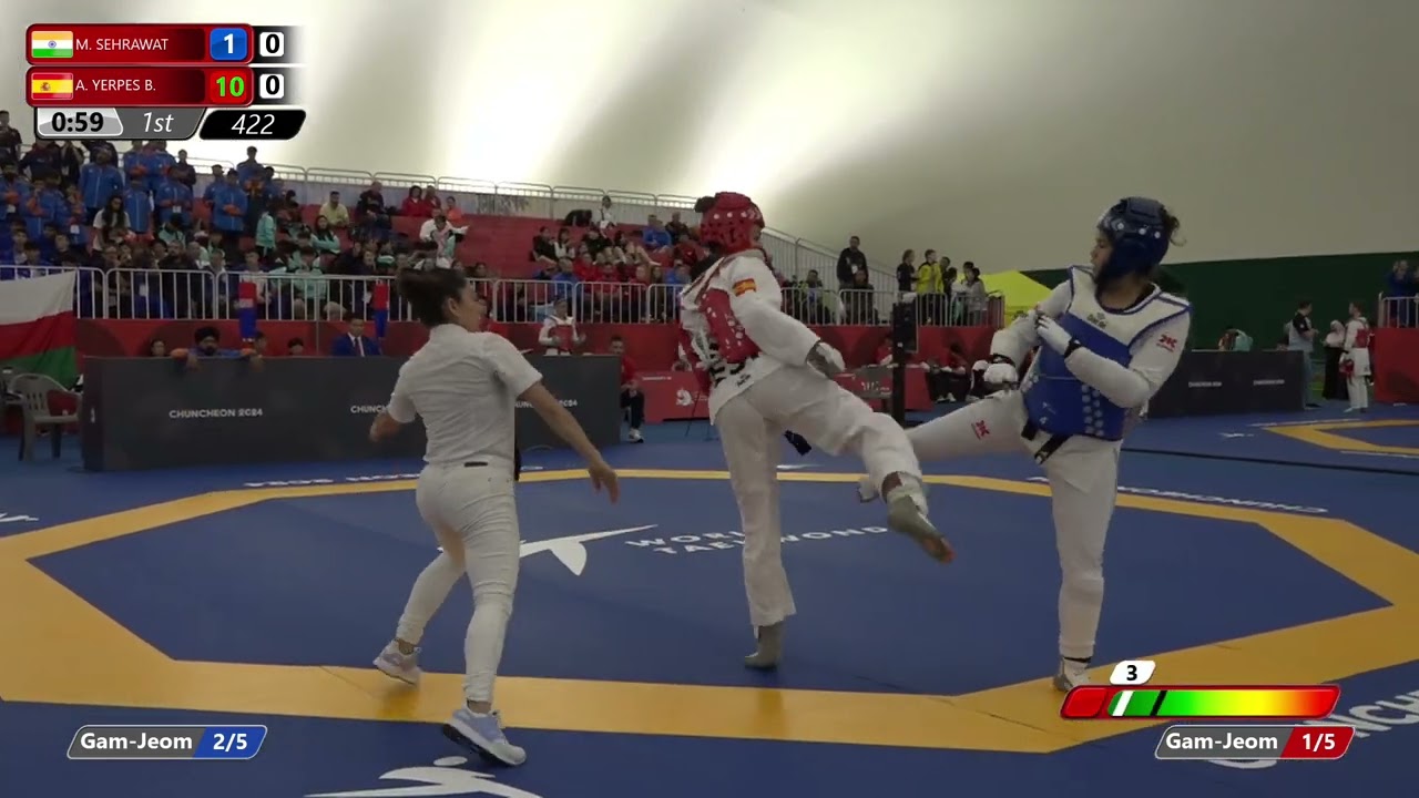 422 Round of 16 Women +68kg IND M SEHRAWAT ESP A YERPES B background