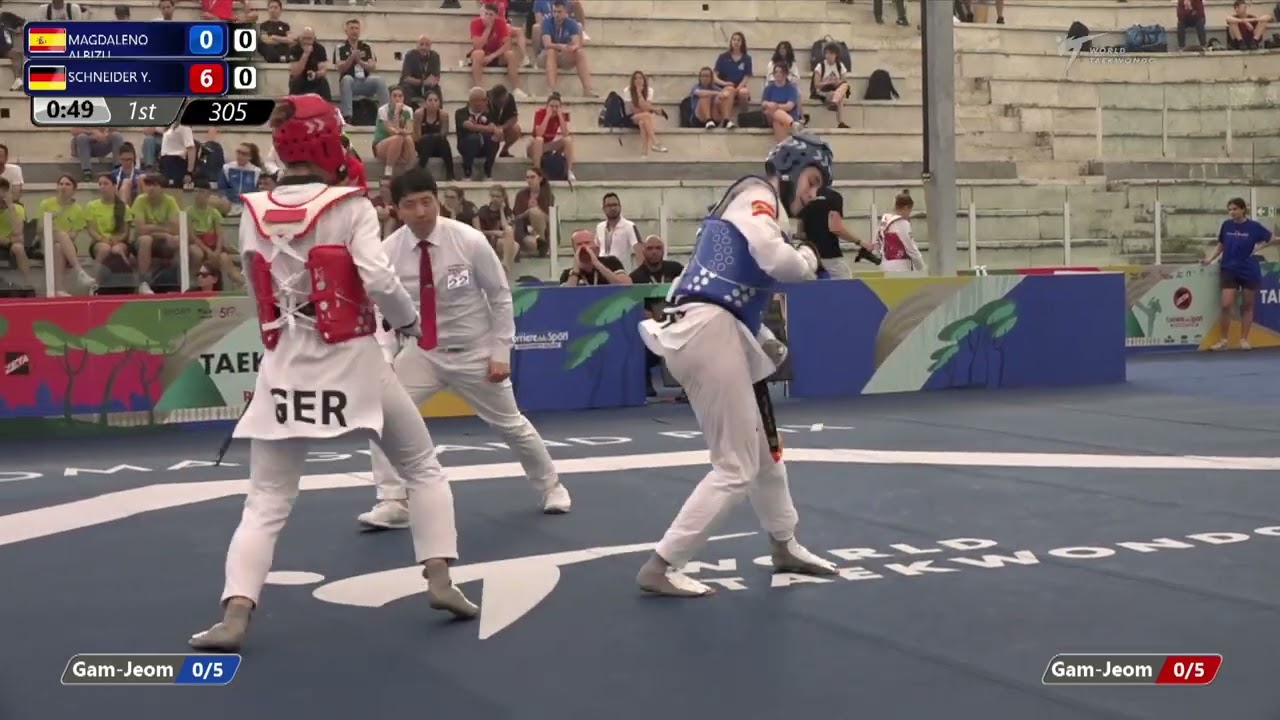 305 Round of 32 WOMEN W 67KG ESP MAGDALENO ALBIZU GER SCHNEIDER Y background