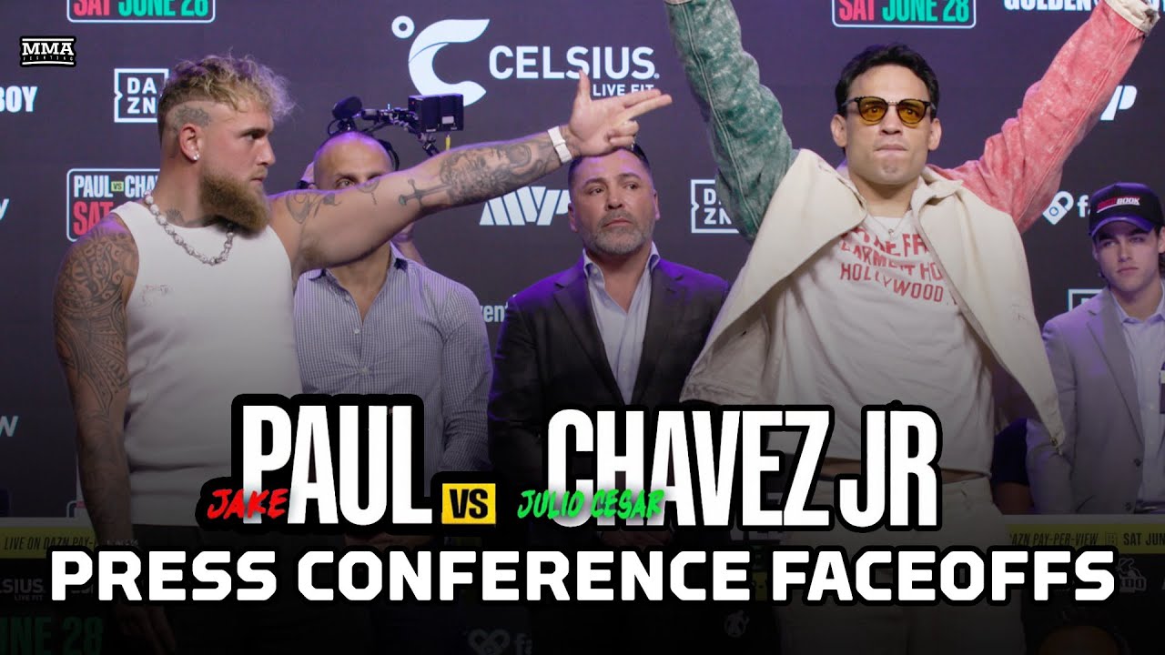 Jake Paul and Julio César Chávez Jr. Face Off For The First Time | Paul vs. Chavez Jr | MMA Fighting backdrop