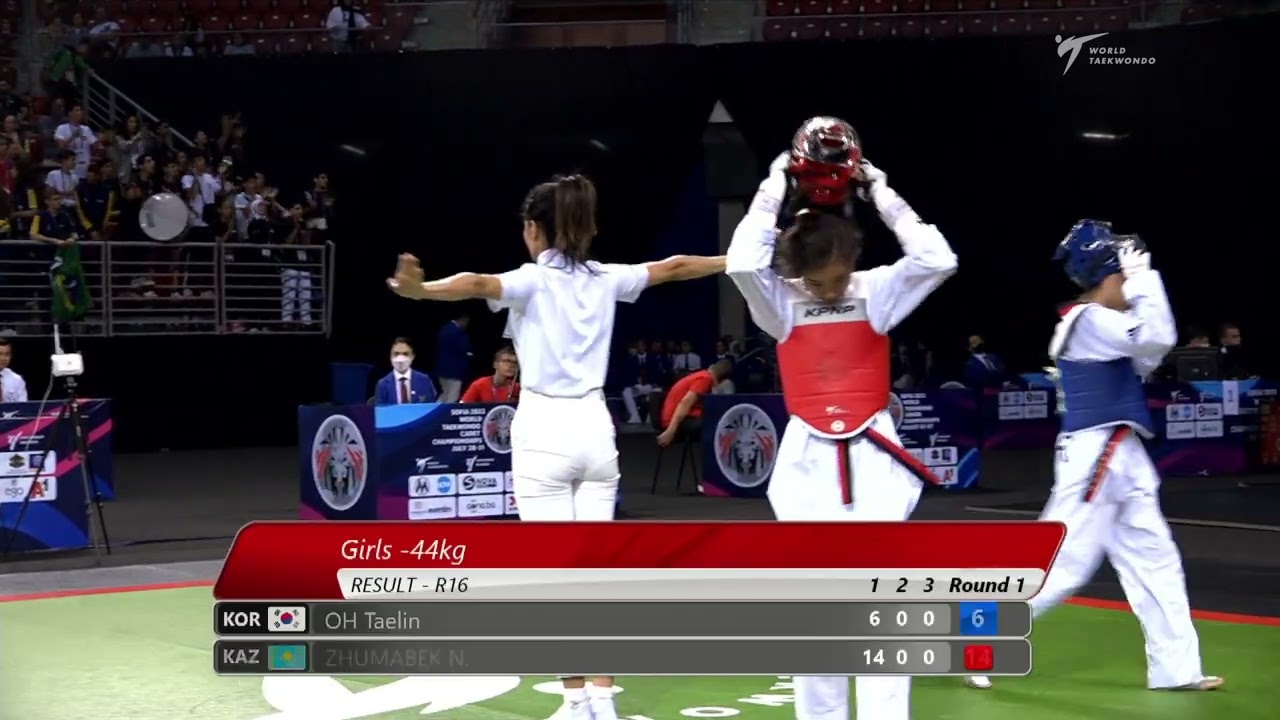 221 Round of 16 Girls 44kg KOR OH Taelin KAZ ZHUMABEK Nuraiym