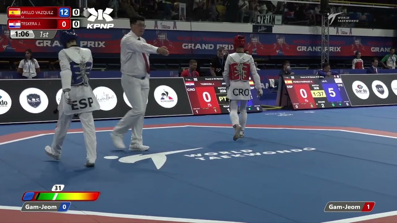 208 Round of 32 Men 58kg ESP ARILLO VAZQUEZ Hugo CRO TESKERA Josip backdrop