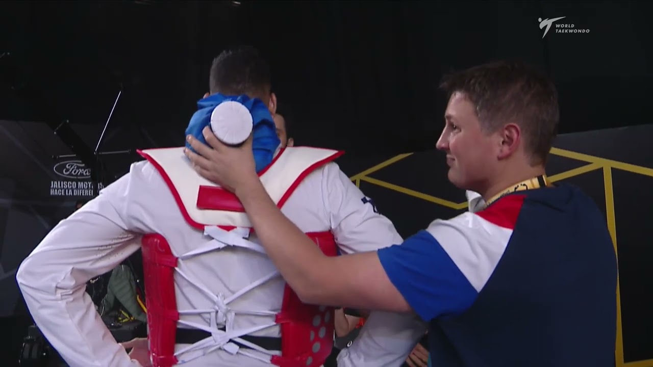 518 M+87kg R-16 GARCIA MARTINEZ I. ESP đ” vs đŽ EL YAZIDI O. FRA I Guadalajara 2022 WT Championships background