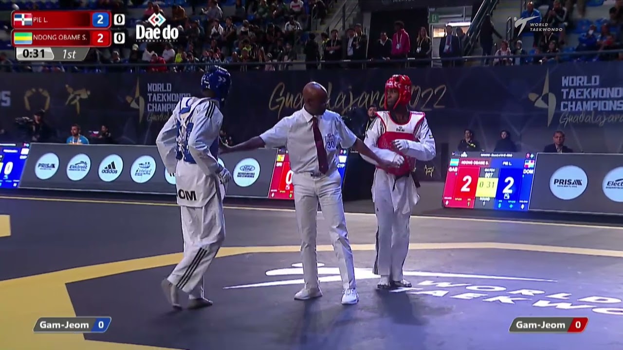 507 M-63kg R-64 PIE Luis DOM 🔵 vs 🔴 NDONG OBAME Severin GAB I Guadalajara 2022 WT Championships background