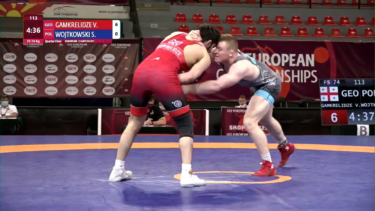 1/4 FS - 74 kg: V. GAMKRELIDZE (GEO) v. S. WOJTKOWSKI (POL) background