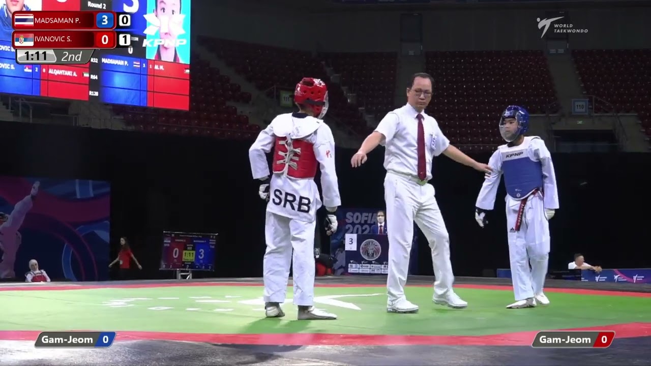 322 Round of 16 Boys 41kg THA MADSAMAN Purich SRB IVANOVIC Sergej background